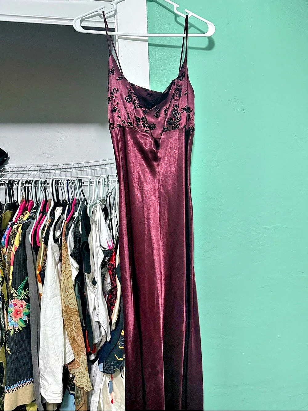 Floral silk vintage Betsey Johnson Maxi Dress in Purple 90s